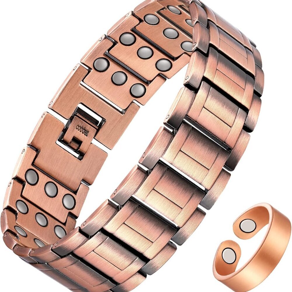 3X Magnetic Copper Bracelet for Men, Ultra Strength Magnetic Bracelet and Copper